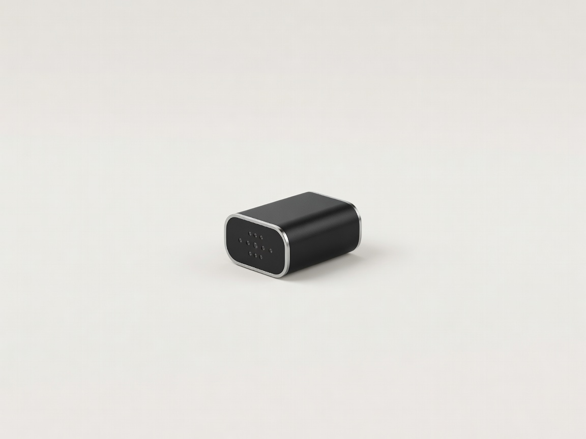 Soft-lit 3D render of a compact VR tracking sensor on a plain pale background